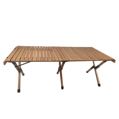 China Modern Outdoor Portable Foldable BBQ Egg Roll Table Wooden Camping Table Wood for sale