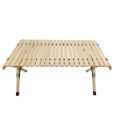 China Pine Folding Outdoor Wooden Table Wooden Picnic Egg Roll Outdoor Camping Foldable Camping Table for sale