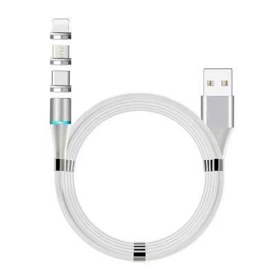 China Magnetic MP3/MP4 Player Mobile Phone USB Cable 3 In 1 Micro Type-C Fast Charging Micro USB Cable Charging Cable for sale