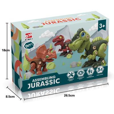 China DIY Practice Dinosaur Egg Disassembly Dinosaur Color Box Three In One Screw Electric Tools Kids Practical Educational Toys for sale