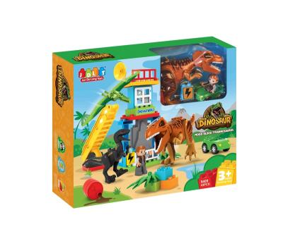 China Toy Children Electronic Building Block King Velociraptor Collision Window Jurassic Box Dinosaur Packing Blocks for sale