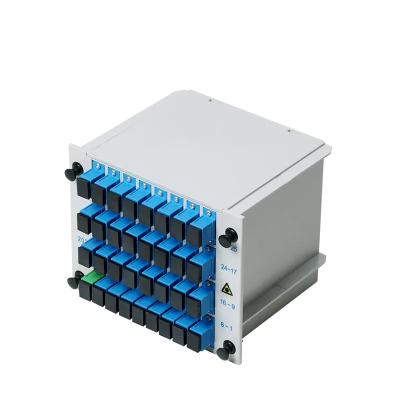 China Cassette Type ODF 1*4 1*8 1*16 PLC 1*32 LGX Box Box FTTH Fiber Optic Splitter Plug In Insert for sale