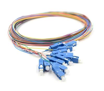 China Colorful FTTx 1.5m Sc/Upc Fiber 12 Cores Single Mode Fiber Optic Pigtail for sale