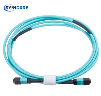 China FTTH FTTB FTTC 12 LSZH OM4 850nm 15m MPO Fiber Optic Patch Cord (Male) Fiber Patch Cable for sale