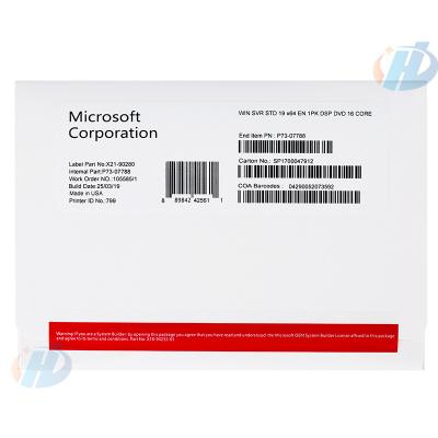 China Server Windows Server 2019 Standard OEM dvd full package win server std operating system dvd 2019 for sale