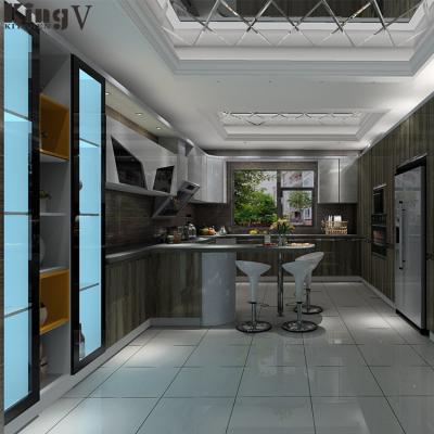 China Goods Ready To Ship Modern Design Plywood Cabinet Easy To Sideboard Stainless Steel Door Kitchen Modular Kitchen for sale