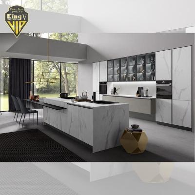 China Durable King V Style Modern Kitchen Cabinets Island Modern Kitchen Furniture Sideboards Made In Porcelain for sale