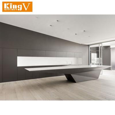 China Durable Modern Home Design Kitchen Cabinet Full Set Full Set Kitchen Furniture KINGV Model Gray Color Moden Style Smart Kitchen for sale