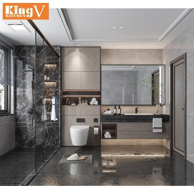 China Hot Sale Durable High Quality Luxury Solid Wood Vanity Mirror Modular Toilet Bathroom Cabinet for sale