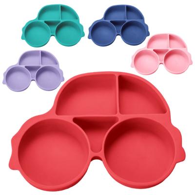 China 100% Disposable Silicone Dishes For Toddlers Divided Baby Dishwasher Microwave Friendly Skidproof Unbreakable Silicone Kids Plate Dividers for sale