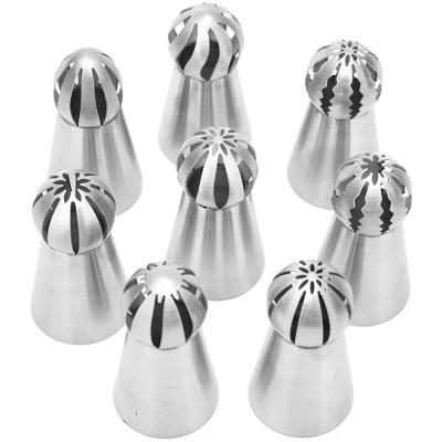 China Disposable Russian Whistling Tips Stainless Steel Ball Tips Frosting Icing Spouts Set Flower Cake Decorating Tips Kit Baking Cake Supplies for sale