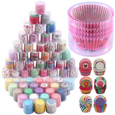 China 1000styles 100pcs/in Roll Cupcake Disposable Paper Cups One PVC Barrel Cake Forms Baking Party Tray Mold Decorating Tools Liner Box Cup for sale