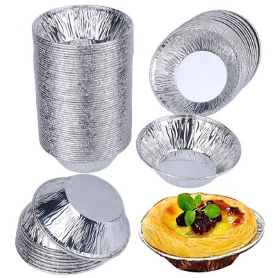 China 100 Pcs Aluminum Foil Pie Trays Molds Mini Pies Pans Disposable Tart Cup Bakeware Bread Cupcake Disposable Cookie Mold Baking Tool for sale