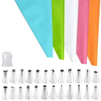 China Disposable Piping Bags and Tips Set Cake Decorating Tools Supplies Kit Various Icing Tips Reusable Silicone Pastry Squirts Coupler Bags Tie for sale