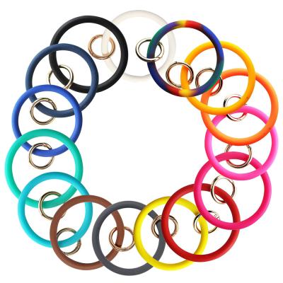 China Stored Key Ring Wristband Bracelet for Women Key Chain Bracelets Holographic Circle Key Ring for Wrist Gift for Women Girls for sale