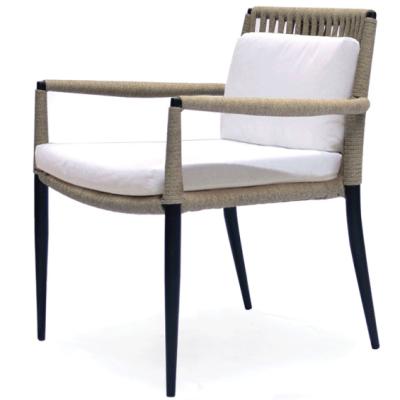 China Modern Compact Furniture Aluminum Frame Stacking Rope Dining Chair for sale