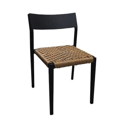 China UV Resistant New Arrival European Style Cafe Chairs Outdoor Furniture Rattan Aluminum Dining Chair for sale