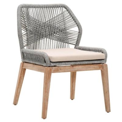 China Modern Restaurant Dining Rope Weaving Side Chair / Wooden Legs Armchair for sale