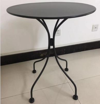 China Leisure Sofa Metal Iron Wire Round Black Steel Table / Outdoor Bistro Table With Steel Legs for sale