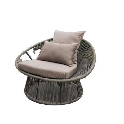 China High Quality Outdoor Round Rattan Wicker Furniture Farmhouse Sofa Single Sofa With Cushion Pad for sale