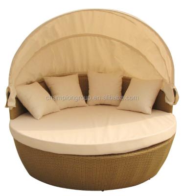 China Modern Hot Sale Outdoor Rattan Daybed With Canopy for sale