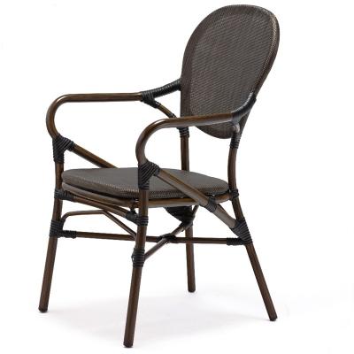 China Garden Set All Weather Bamboo French Bistro Chairs Black With Arm for sale