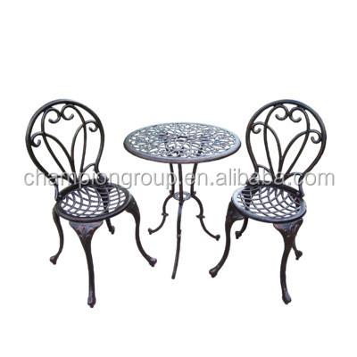 China Weatherproof Cast Aluminum Garden Furniture Grace 3 Piece Bistro Set for sale