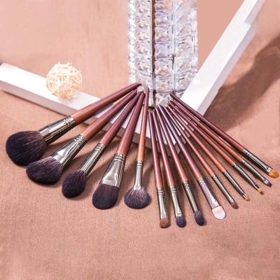 China Angular Blush 14 Pcs Professional Wood Paint Handle Makeup Set Brush With Goat Hair for sale