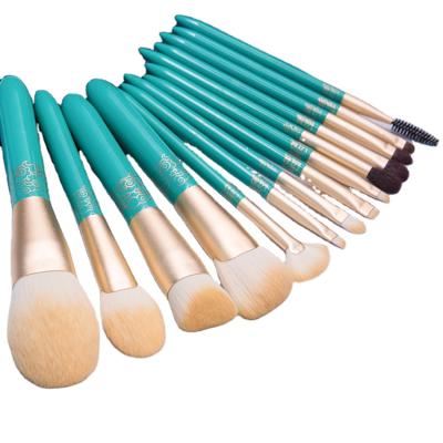 China Angular Blush Custom Logo Free Samples Wholesale Makeup Brush Set 14pcs Makeup Brushes for sale