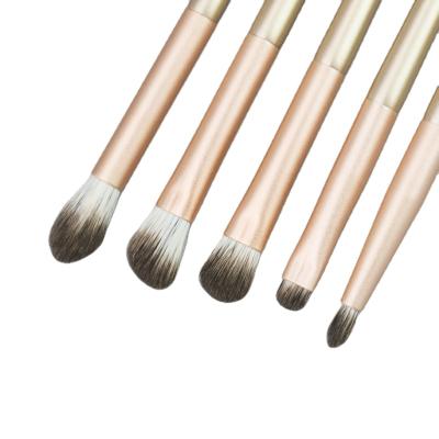 China Angular Blush Makeup 2021 Wholesale Amazon Champagne Gold Makeup Brushes 5pcs Sweeps Private Label Face Makeup Cosmetic Brush for sale