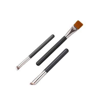 China Angular Blush 4PCS Professional Cosmetic Wooden Snow Brushes With Leather Bag for sale