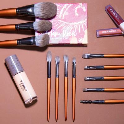 China Angular Blush Factory Price Professional Wooden Handle Material Makeup Brush Stock for sale