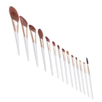 China Angular Blush Professional Private Label White 14 Pcs Synthetic Hair Makeup Brush Set for sale