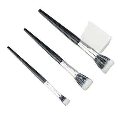 China Angular Blush High Quality Customizable Label Black Wooden Handle Makeup Brush Tool for sale