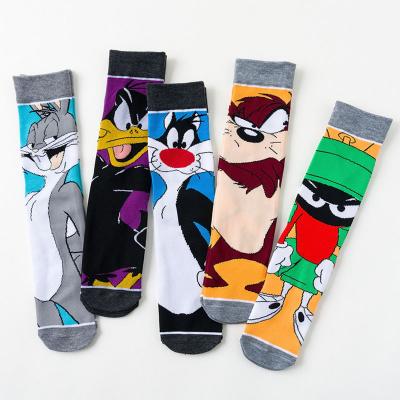 China Funny Crazy Design Calf Cotton Casual Dress Mid Crew QUICK DRY Socks For Men Print Pattern Knitted Colorful Cartoon Men Socks for sale