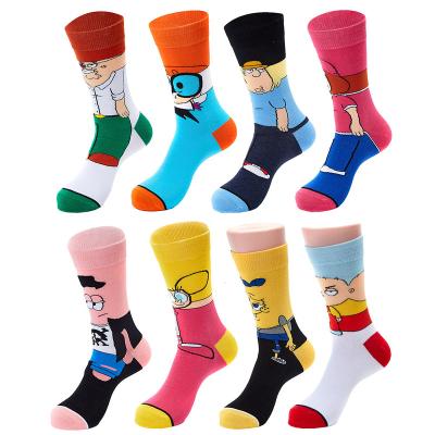 China 2021 QUICK DRY Fashion Colorful Cute Patrick Socks Men Crew Socks Cartoon Design Anime Character for sale