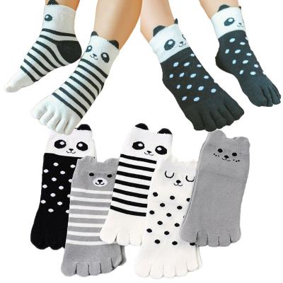 China Cute Breathable Cartoon Kids Toe Socks Cotton Fabric Spring Five Finger Sock Five Finger Boys Girls Sock for sale