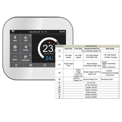 China Wifi Gas/Electric Pump/Heat/Fossil Fuel Conventional Multi Sensor 1A Output Modbus RTU/TCP Thermostat MC6-U for sale