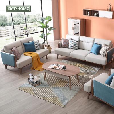 Κίνα Nordic Style Ash Wood Technical Fabric Sectionals Sofa Set Furniture Blue (Other) BFP One Stop Adjustable Whole House Customization προς πώληση