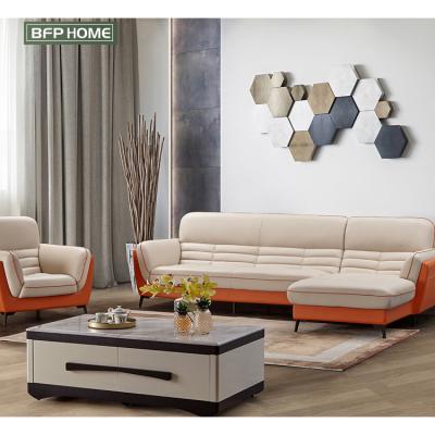 China (Other)BFP Style Living Room Sofa Set White Genuine Leather Modern Luxury Adjustable 6 Seat Sofa Set Furniture for sale