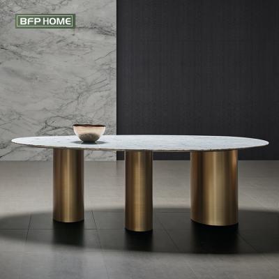 China BFP Home Adjustable Artificial Stone Table Modern Table Base (Other) With Metal Leg European Style Dining Table Te koop