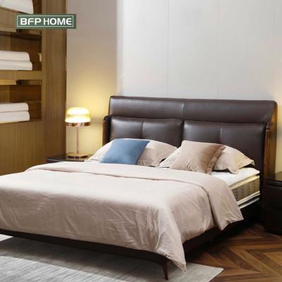 Cina BFP Adjustable Modern Style Home Genuine Leather Brown (Other) King Size Beds Luxury Leather Upholstery Bedroom Furniture in vendita