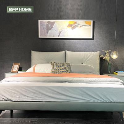 China BFP Adjustable Home Style Modern Bedroom Furniture (Others) Set Comfortable Cotton Wood Frame Bedrooms Fabric Bed for sale