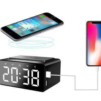 China Wireless Charger for Cell Phone Half Hour AM/PM Time and 24 Hours Sync Blue Tooth Speaker with Phone Wireless Charging for sale