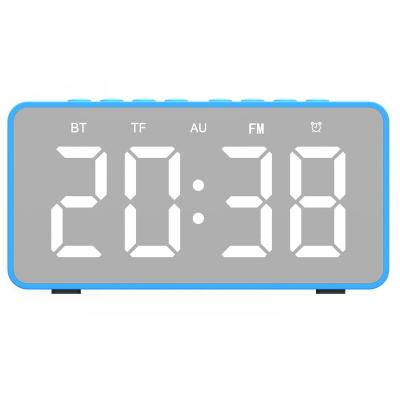 China Bloototh Wireless Mic Loudspeaker Alarm Clock FM Mirror Desktop Speaker for sale