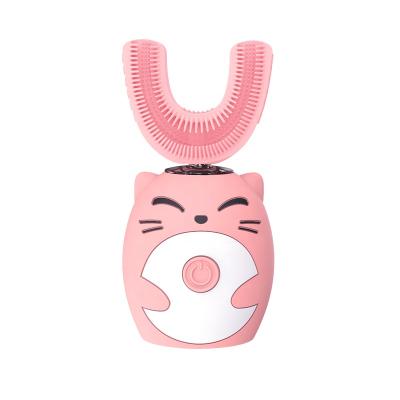 China 2022 New Shape Baby Toothbrush Set Battery Operated Rechargeable Children/U-Shape Silicone/Electric U Shaped Toothbrush Children With Cup for sale