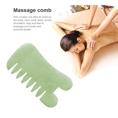 China Body Trend Head Gua Sha Massager Tool Gua Sha Comb Xiuyan Jade Natural Gemstone Head Massager for Scalp Stress Relax and Hair Growth for sale