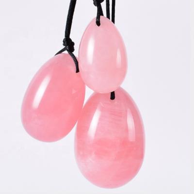 China 2021 Whole Body Sale Certified Yoni Eggs Natural Jade Rose Quartz Yoni Egg For Women Pelvic Muscle Shaping 3 Sizes In One Set for sale