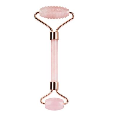 China Easy to clean pink crystal head same size as jade roller set pink guasha jade roller set nails pink jade roller and gua sha massager set for sale