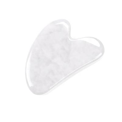 China Natural White Face Crystal Scraper Custom White Jade 100% Body Quartz Facial Guasha Massage Gua Sha Stone Tools For Face for sale